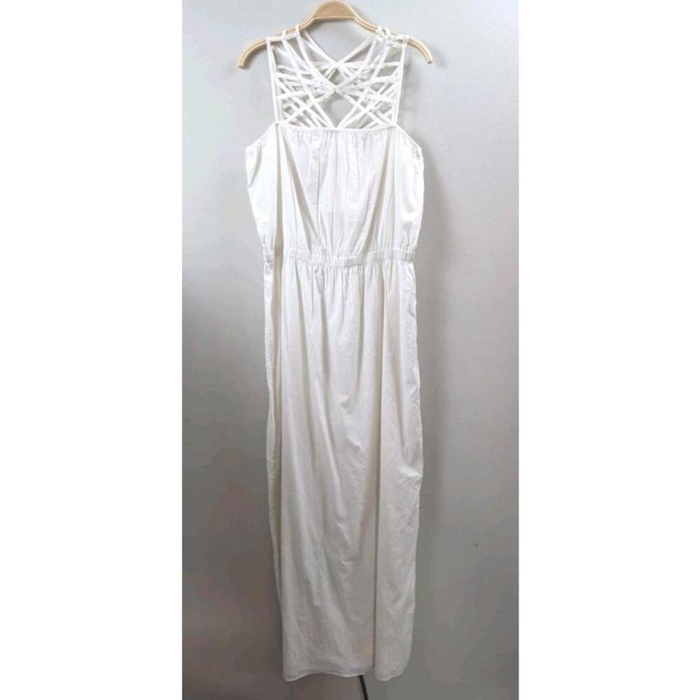 Susana Monaco White 100% Cotton Lined Criss Cross Strappy Maxi Dress Size 10